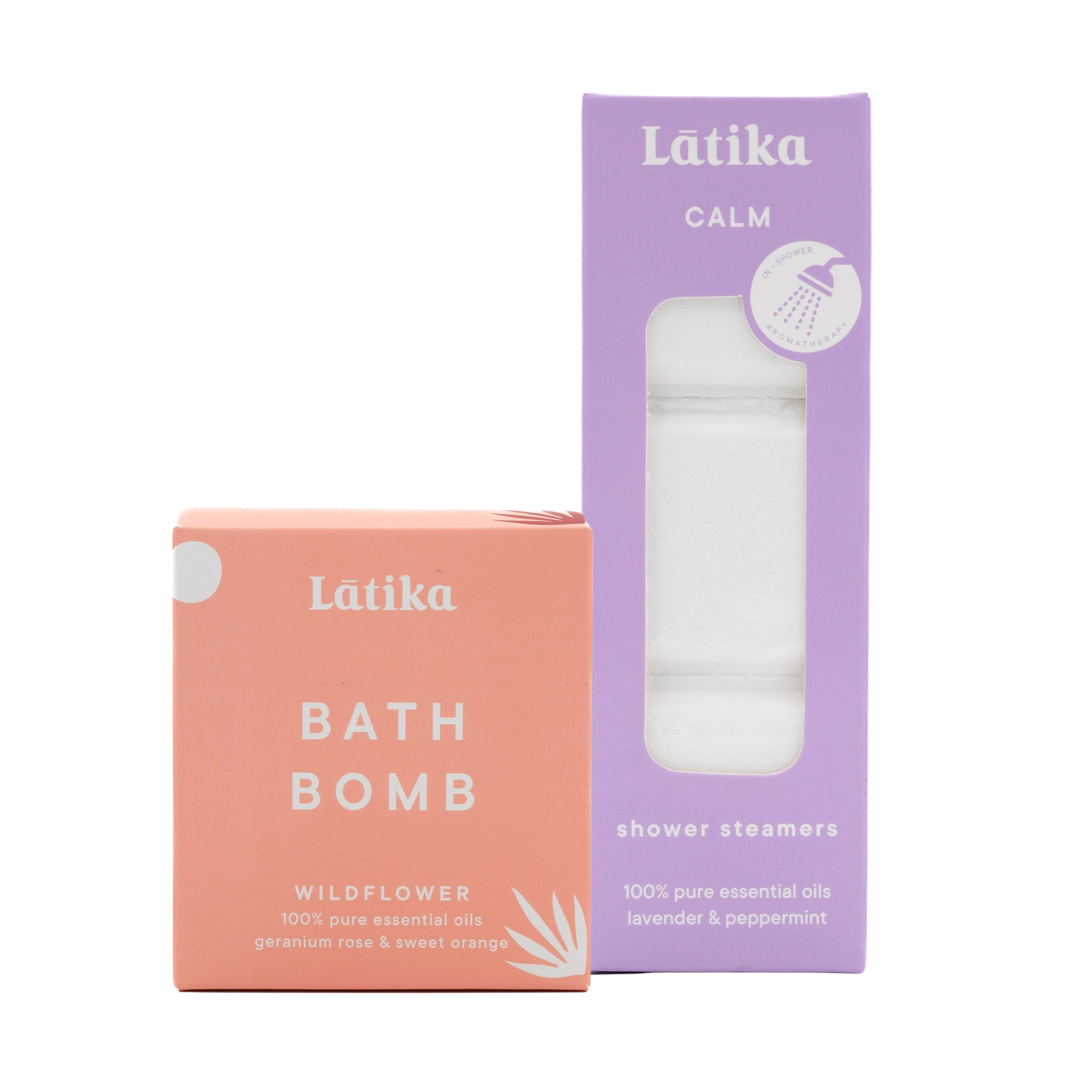 Two Latika bath product packages on a white background