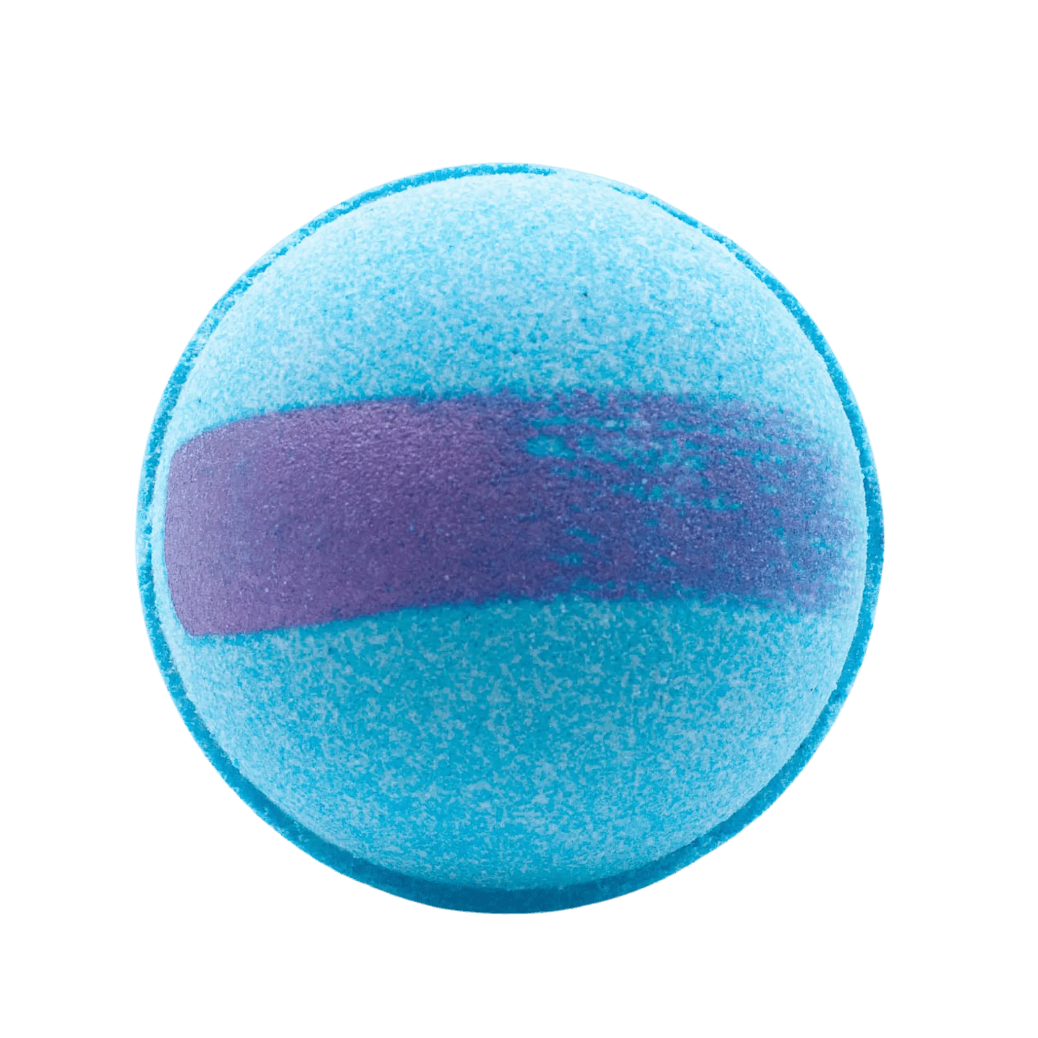 A color-changing bath bomb with a blue to green gradient, hand-painted with shimmering mica powder.