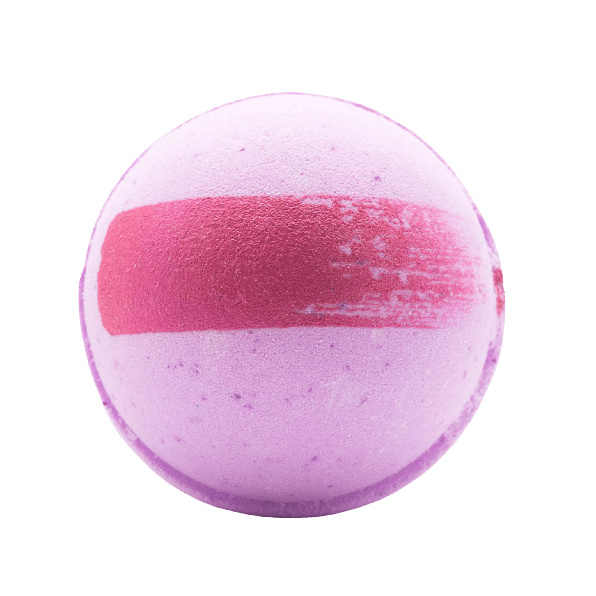 A color changing bath bomb with a purple to pink gradient, hand-painted with shimmering mica powder.