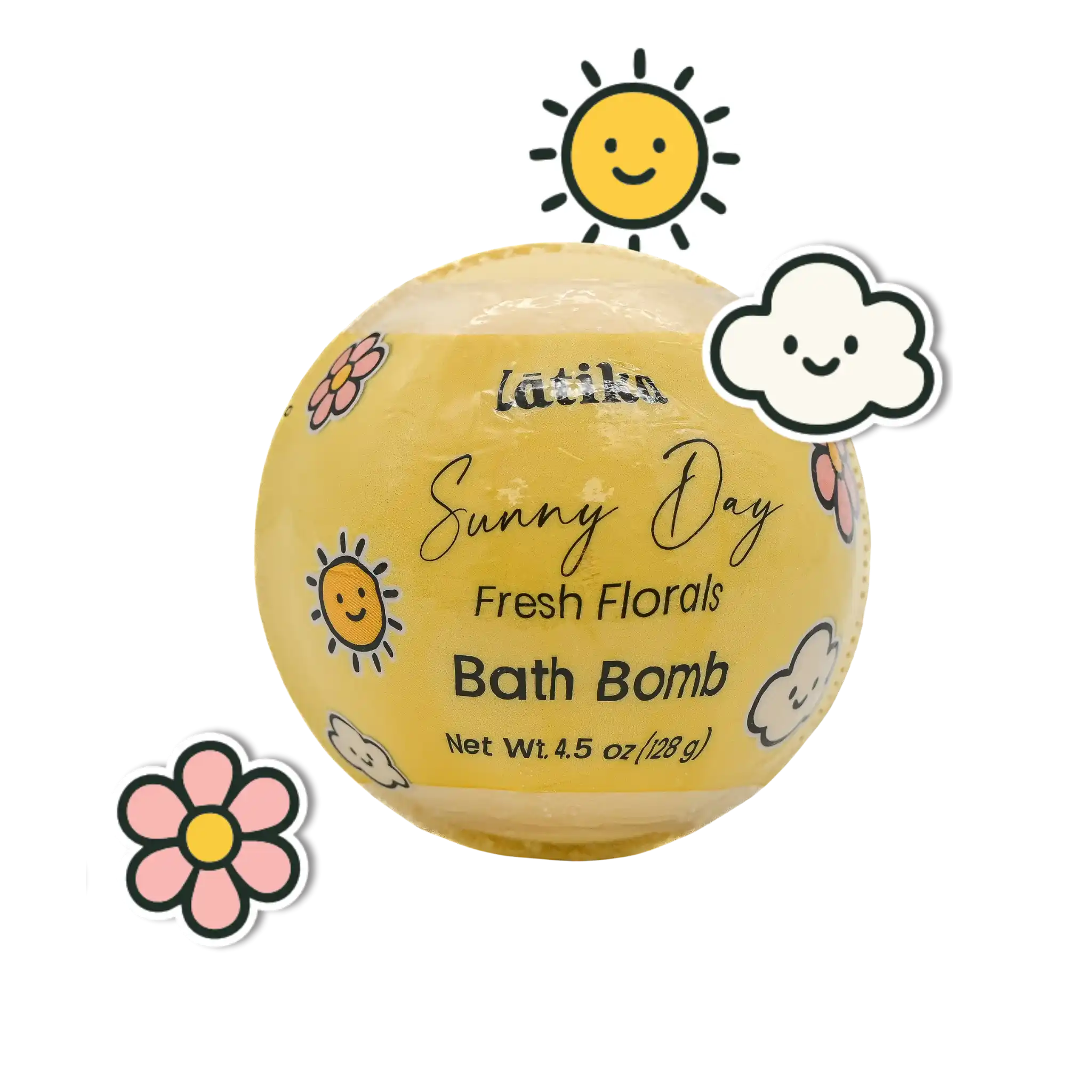 Yellow bath bomb with &