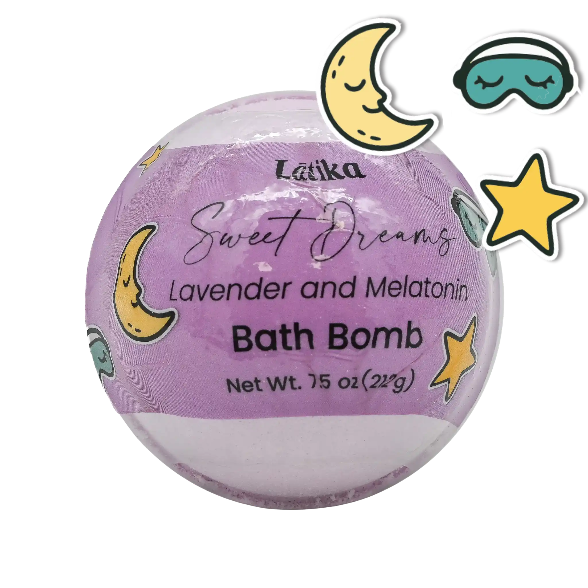 Purple bath bomb labeled &