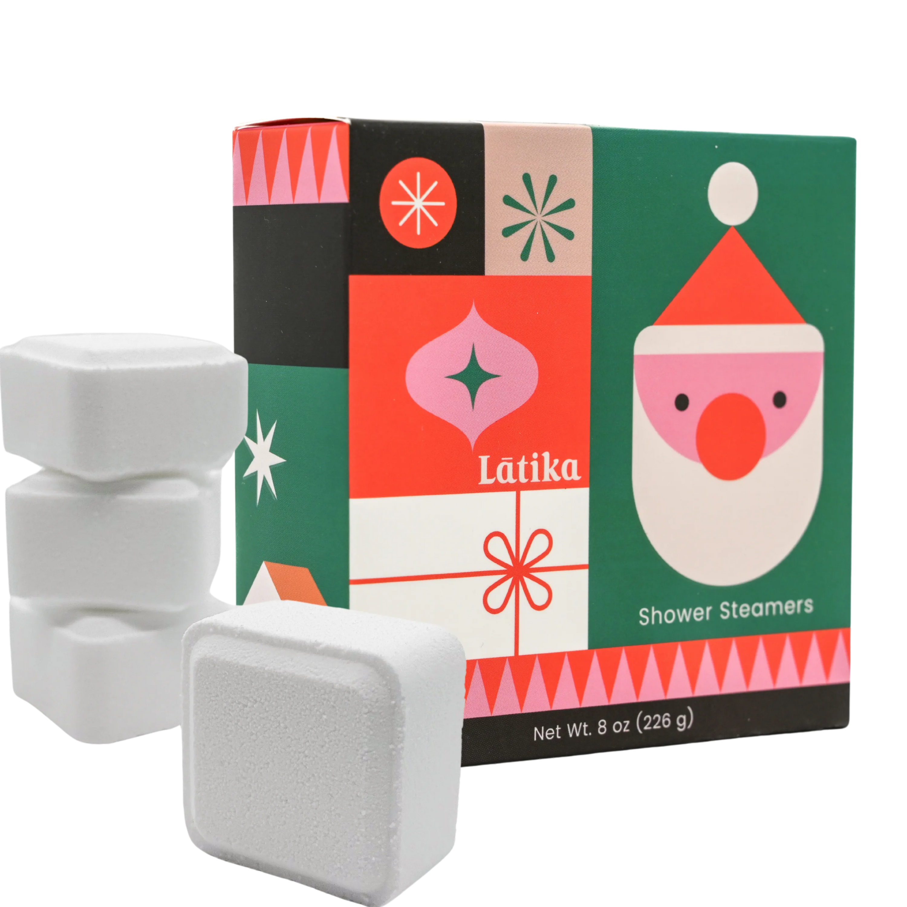 colorful modern christmas packaging with shower steaner tablets