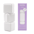 three shower steamer cubes, and the purple box they come in. made with lavender for calming