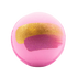 A color changing bath bomb with pink and gold sections, hand-painted with shimmering mica powder.