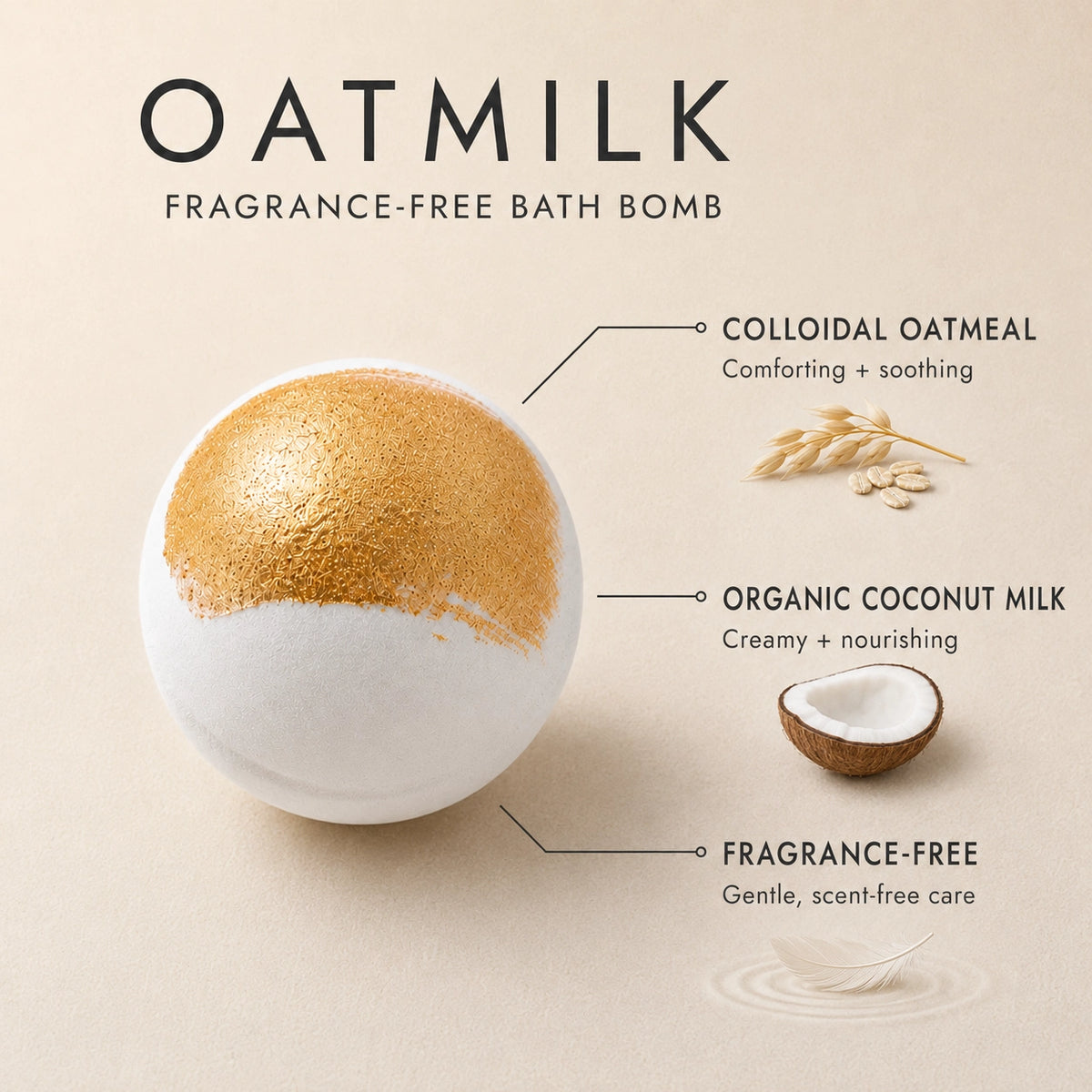 Oatmilk Fragrance Free Bath Bomb