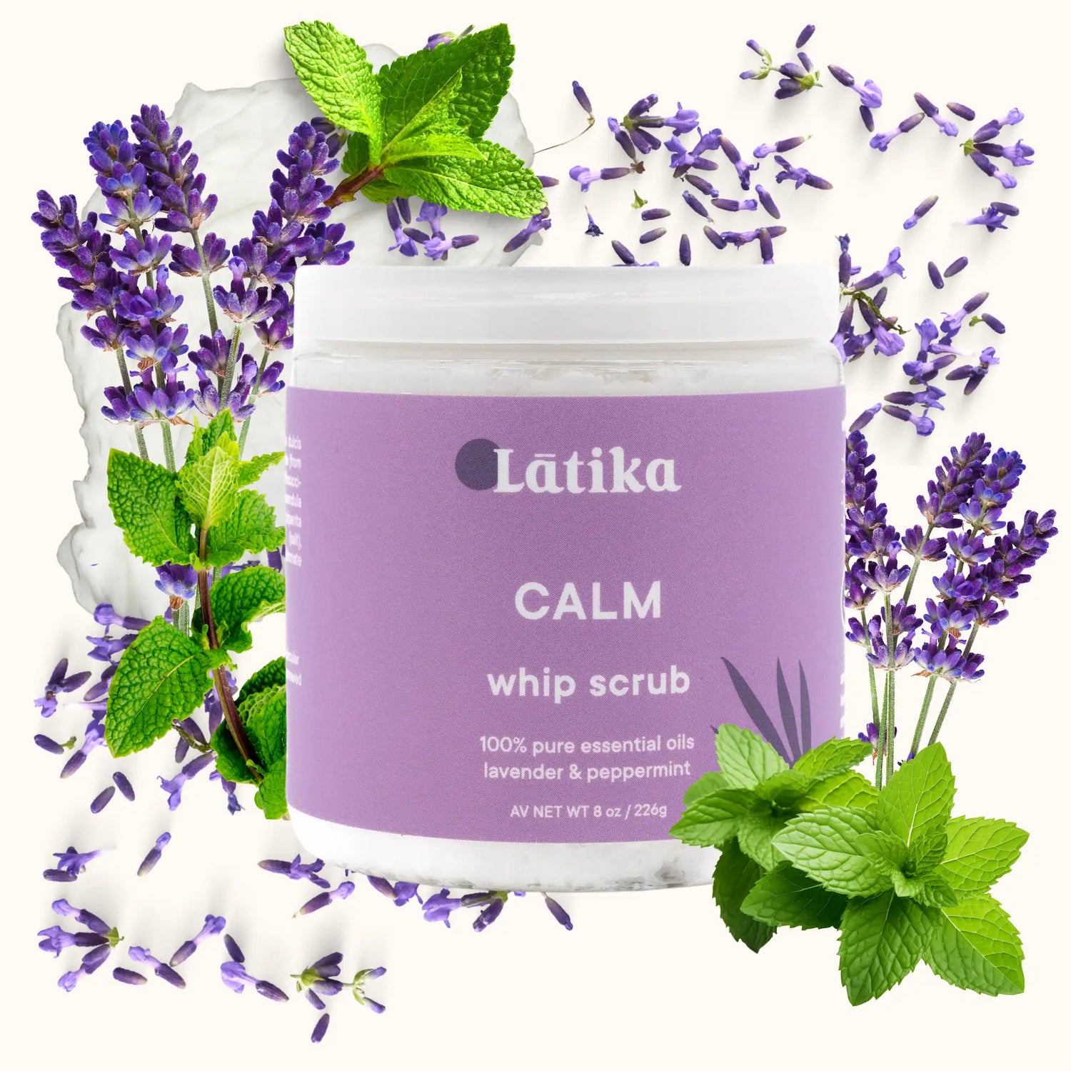 Calm Whipped Scrub Soap - Lavender Exfoliation | Latika Beauty Calm Whipped Scrub Soap - Lavender Exfoliation | Latika Beauty