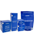 Collection of Latika magnesium products including bath bomb, body oil, cream, balm, and soak on a white background.