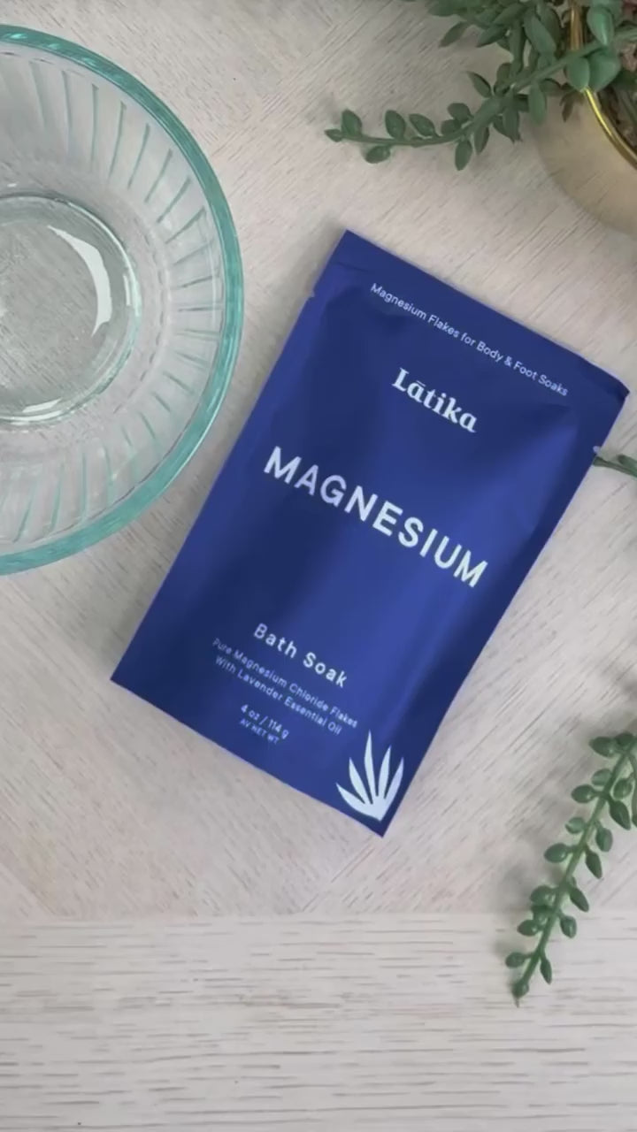 Press pause. Pour in calm.
Our new Magnesium Soak is crafted to soothe tired muscles, ease tension, and invite deep relaxation—naturally.
No fragrance, no frills—just pure magnesium and Lavender essential oil for your most restorative soak yet.

Your moment of stillness starts here.

