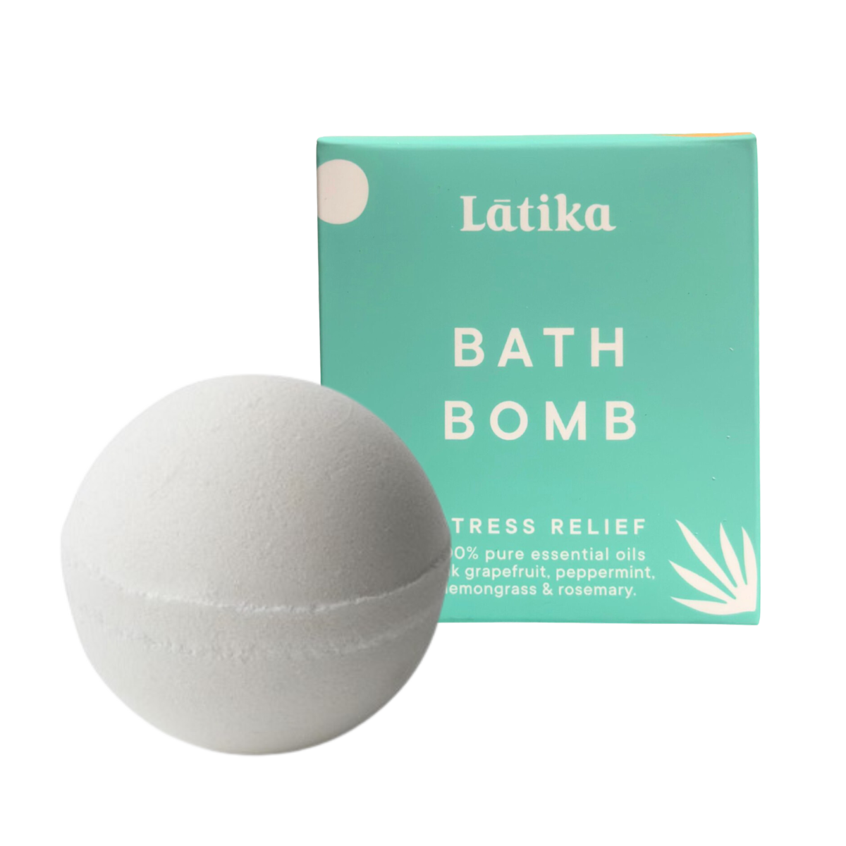 A bath bomb by Latika, labeled &