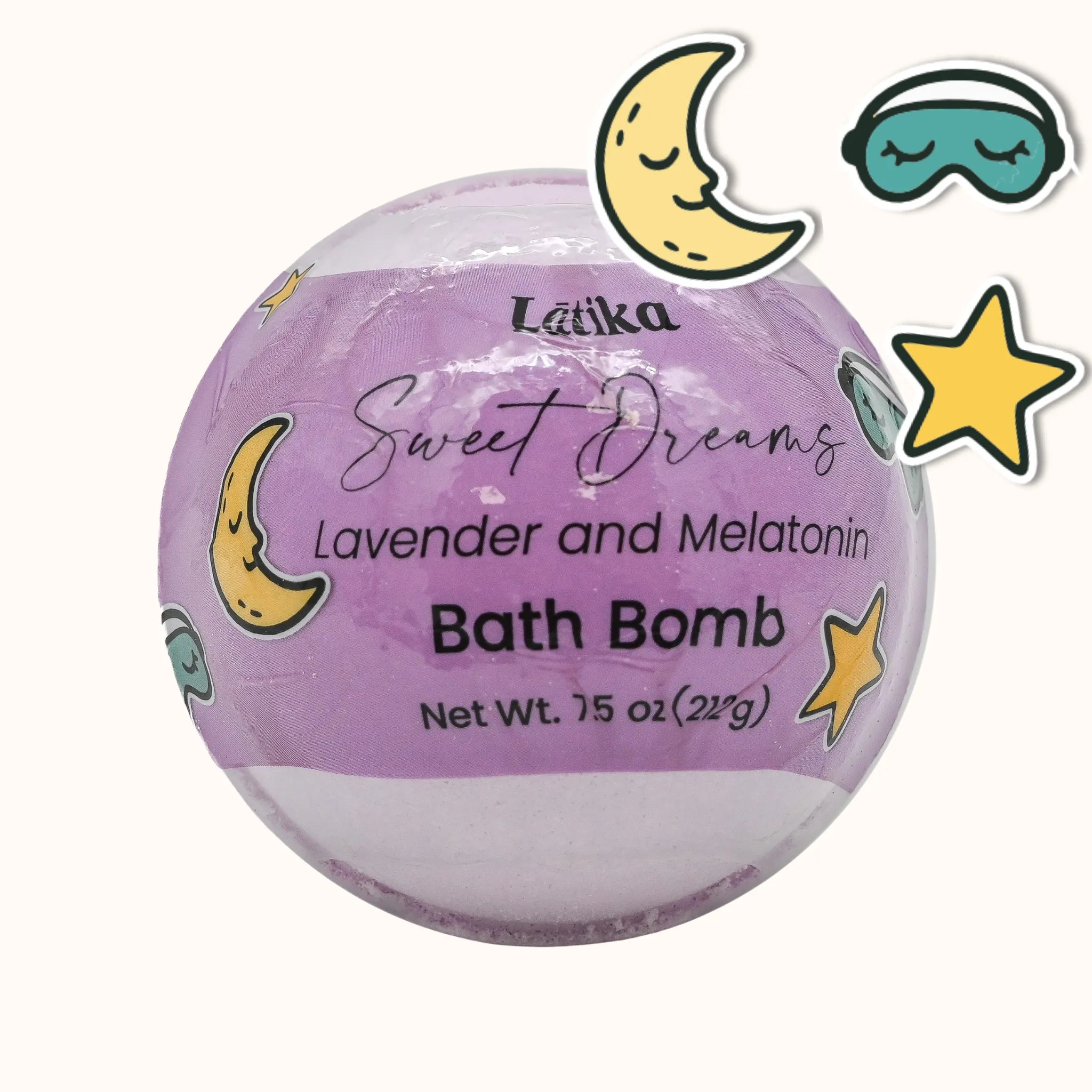 Purple bath bomb labeled &